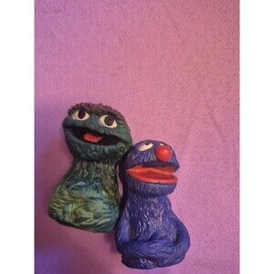Vintage Oscar The Grouch & Grover Sesame Street Muppets Finger Puppets